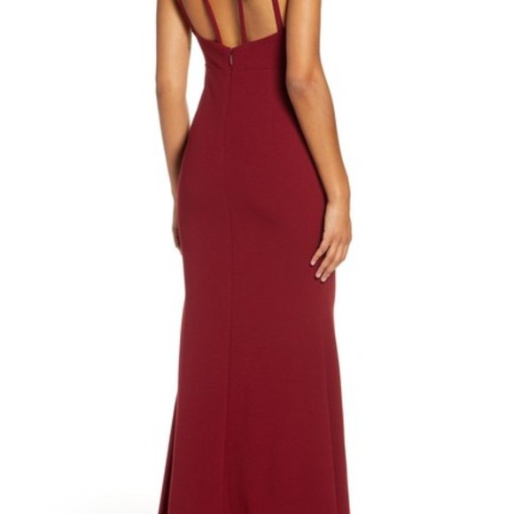 LULUS Strappy Back Crepe Mermaid Evening Gown - Picture 2 of 5